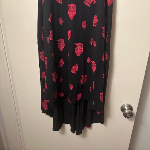 Tripp NYC Black & Red Owl Print Rockabilly Low High Studded Hem Dress Size L/12 - Picture 9 of 16